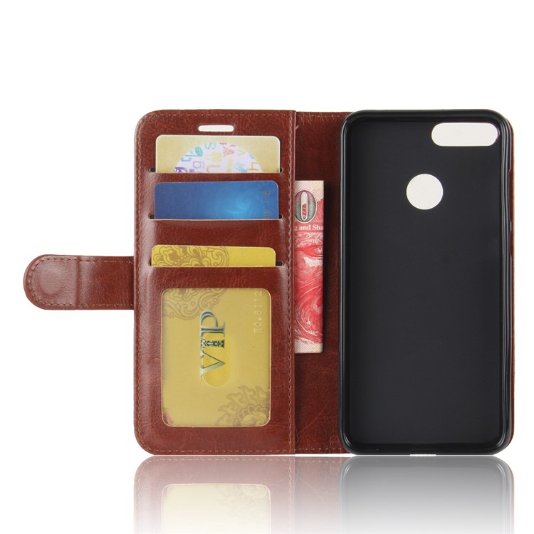 Crazy Horse Texture Wallet Leather Mobile Cover for Huawei P Smart / Enjoy 7S - Brown-4