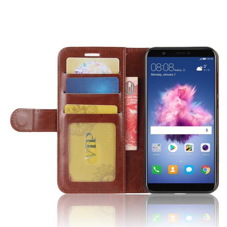 Crazy Horse Texture Wallet Leather Mobile Cover for Huawei P Smart / Enjoy 7S - Brown-5
