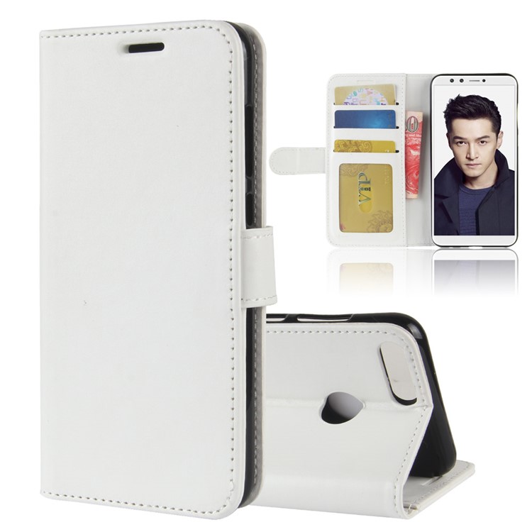 Crazy Horse Texture Leather Wallet Stand Case for Huawei Honor 9 Lite / Honor 9 Youth Edition - White-1