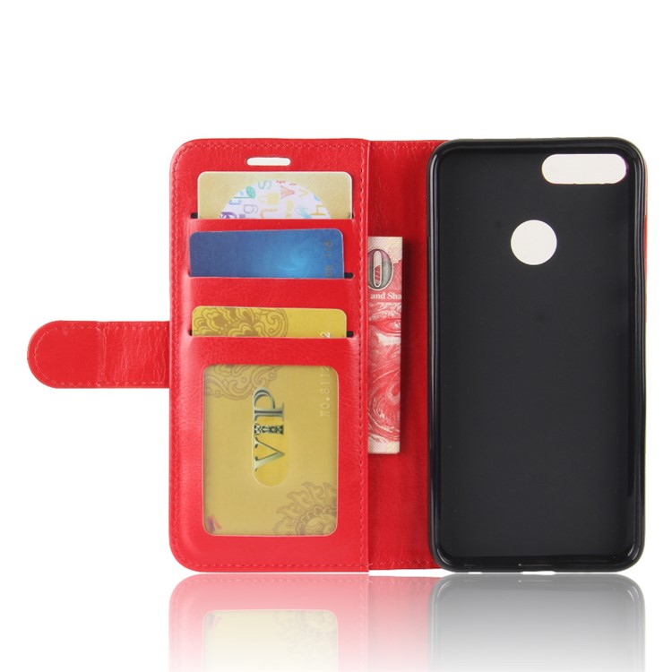 Verrückte Pferd Textur Leder Brieftasche Abdeckung Für Huawei Ehre 9 Lite / Ehre 9 Jugendausgabe - Rot-4