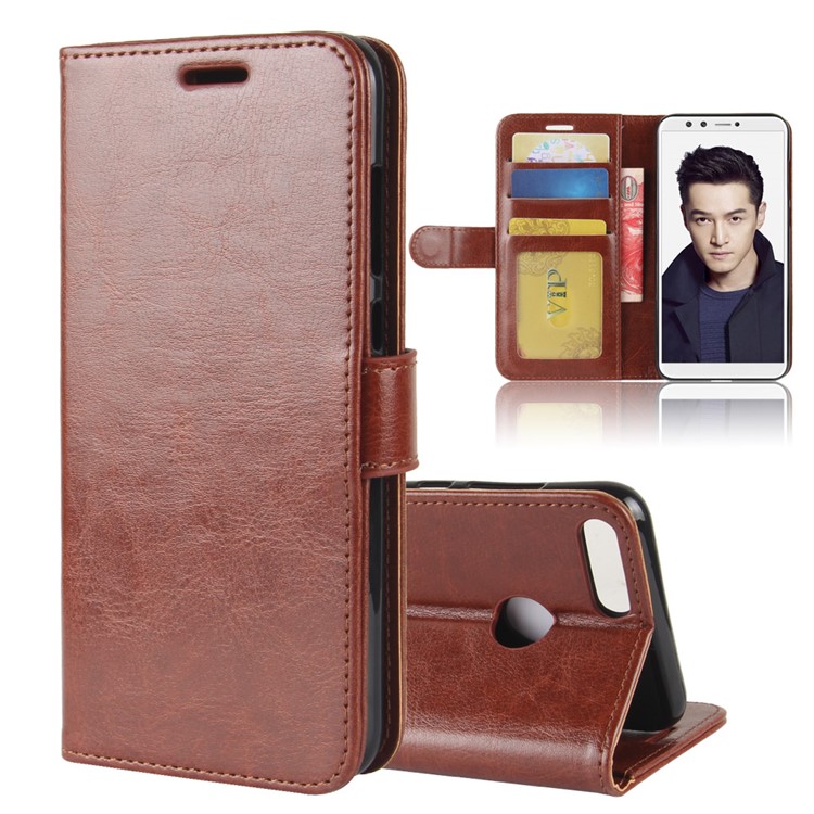 Crazy Horse Texture Leather Wallet Phone Shell for Huawei Honor 9 Lite / Honor 9 Youth Edition - Brown-1
