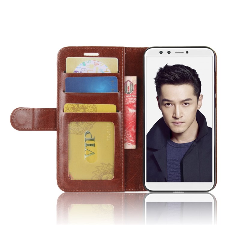 Crazy Horse Texture Leather Wallet Phone Shell for Huawei Honor 9 Lite / Honor 9 Youth Edition - Brown-5