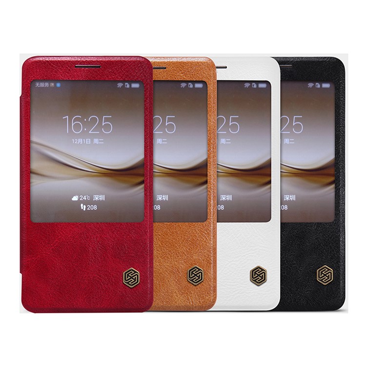 NILLKIN Qin Series Window View Leather Smart Cover for Huawei Mate 8 / Ascend Mate8 - White-1