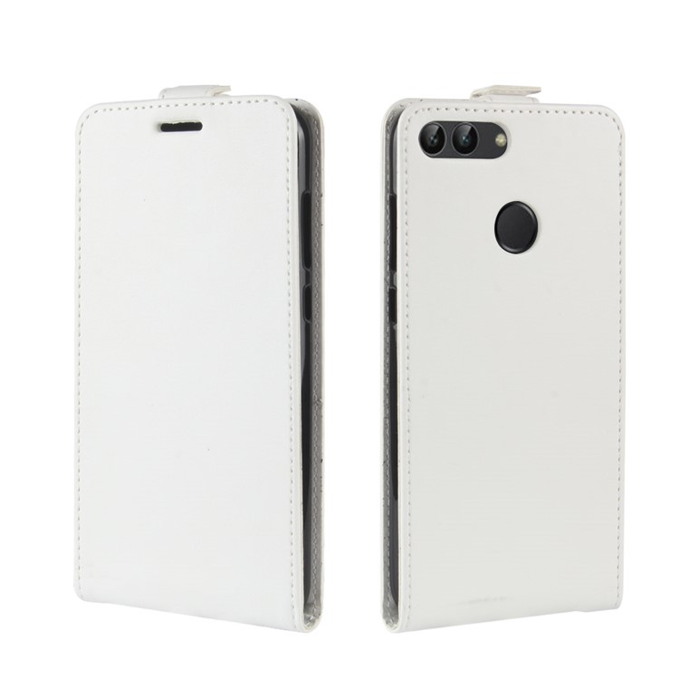 Crazy Horse Textur Vertikale Flip Kartenhalter Lederhülle Für Huawei P Smart / Genieße 7S - Weiß-2