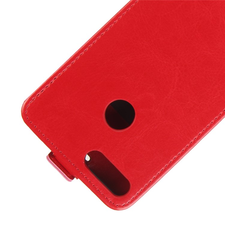 Crazy Horse Texture Vertical Flip Card Holder Leather Shell for Huawei P Smart / Enjoy 7S - Red-4