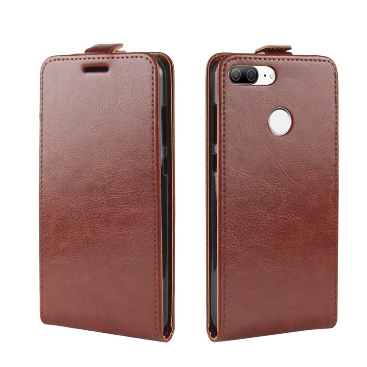 Crazy Horse Card Holder PU Leather Vertical Flip Phone Shell for Huawei Honor 9 Lite / Honor 9 Youth Edition - Brown-2