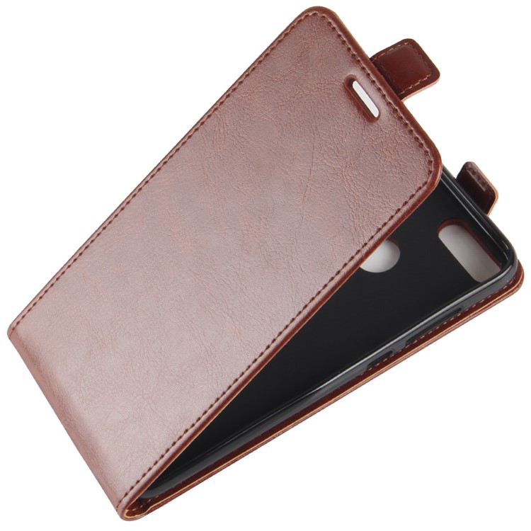 Crazy Horse Card Holder PU Leather Vertical Flip Phone Shell for Huawei Honor 9 Lite / Honor 9 Youth Edition - Brown-7