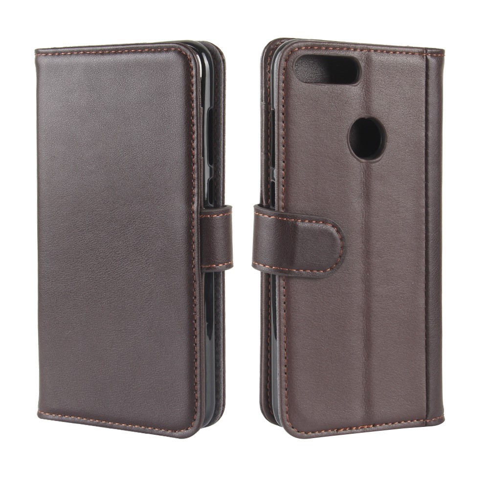 Bolsa De Couro Genuíno Com Capa De Couro Para Huawei Honra 9 Lite / Honra A Edição De 9 Jovens - Castanho-7