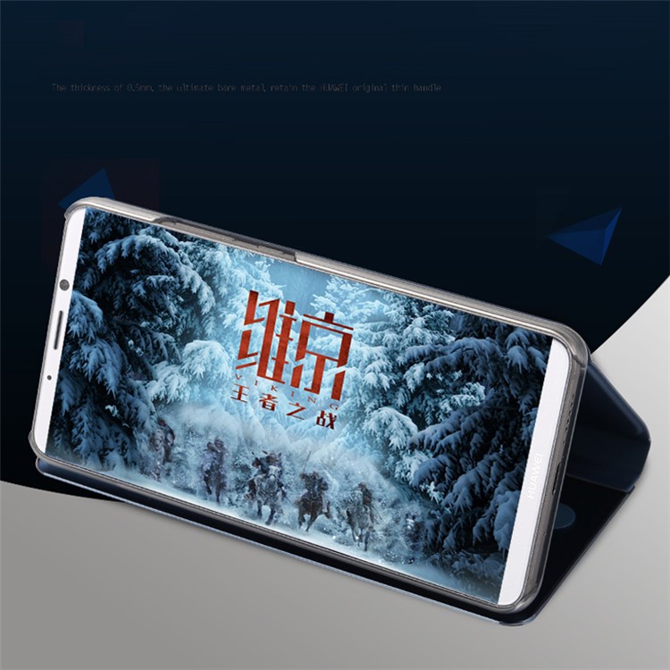 Plated Mirror Surface Leather Stand Mobile Phone Case for Huawei Mate 10 Pro - Blue-2