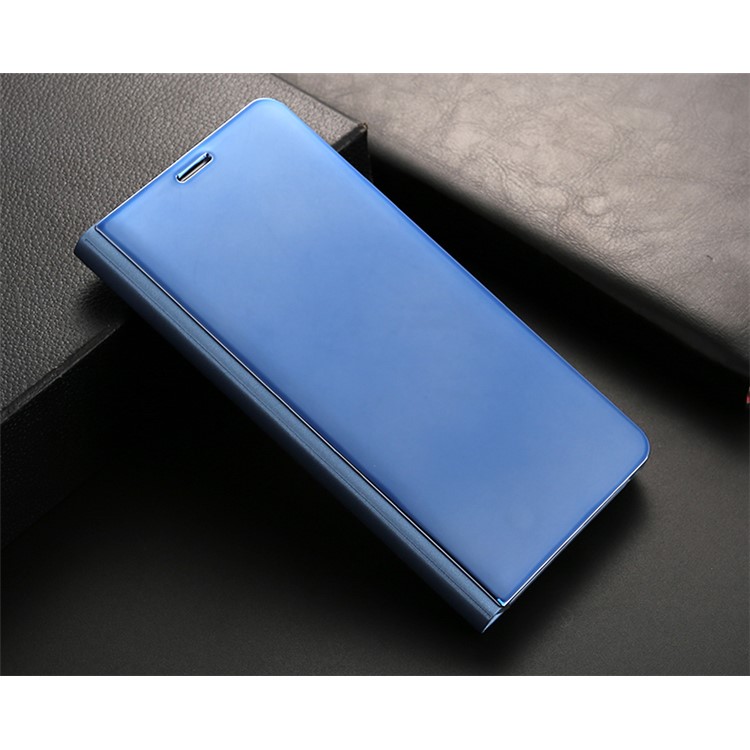 Plated Mirror Surface Leather Stand Mobile Phone Case for Huawei Mate 10 Pro - Blue-3