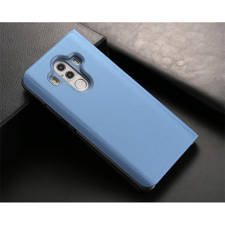 Plated Mirror Surface Leather Stand Mobile Phone Case for Huawei Mate 10 Pro - Blue-4