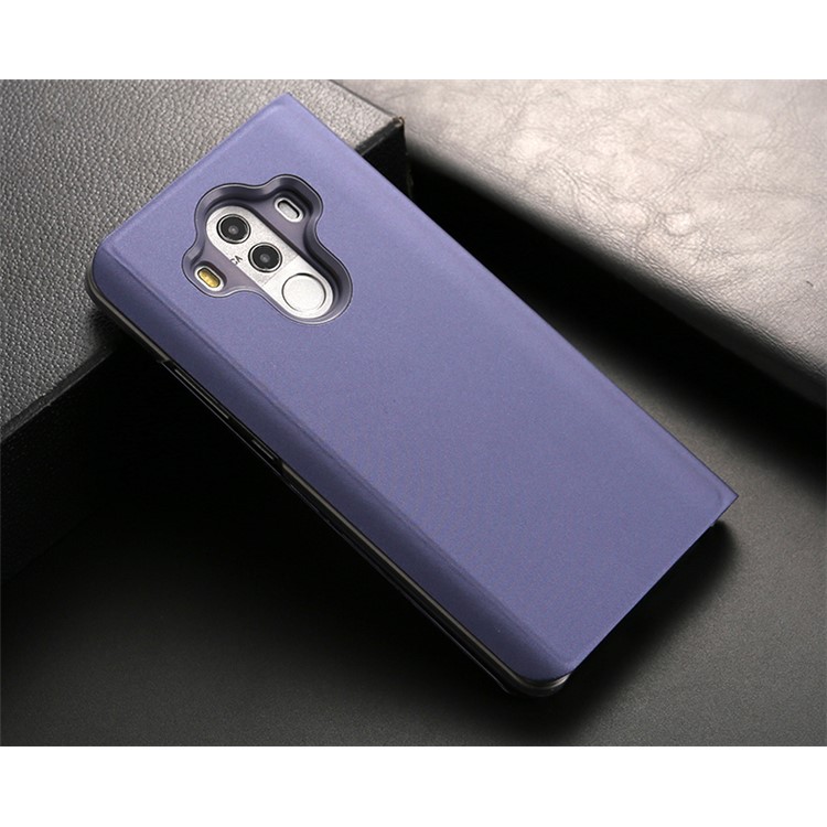 Plated Mirror Surface Leather Stand Mobile Phone Cover for Huawei Mate 10 Pro - Purple-3