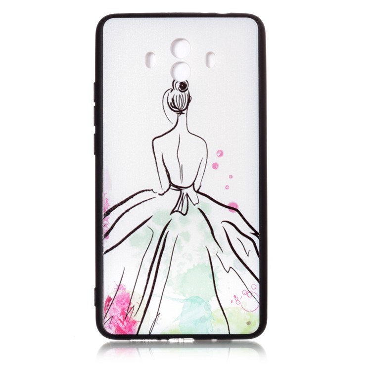 Pattern Printing Soft TPU Gel Case for Huawei Mate 10 - The Back of Beauty-1