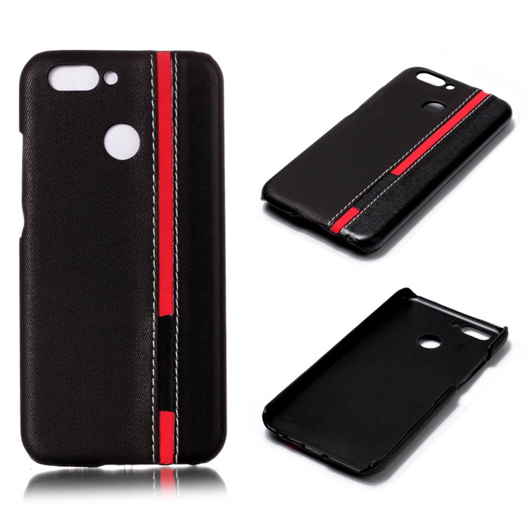 Contrast Color PU Leather Coated PC Mobile Phone Cover for Huawei nova 2 - Black-1