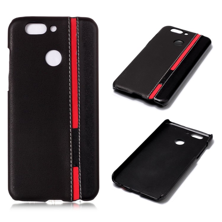 Contrast Color PU Leather Coated PC Mobile Phone Cover for Huawei nova 2 plus - Black-1