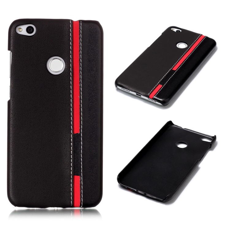 Contrast Color PU Leather Coated PC Mobile Phone Cover for Huawei P8 Lite (2017)/Honor 8 Lite - Black-1