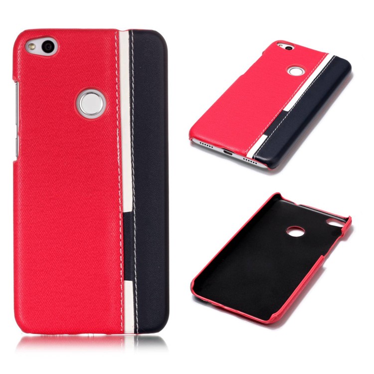 Contrast Color PU Leather Coated PC Mobile Phone Case for Huawei P8 Lite (2017)/Honor 8 Lite - Rose-1