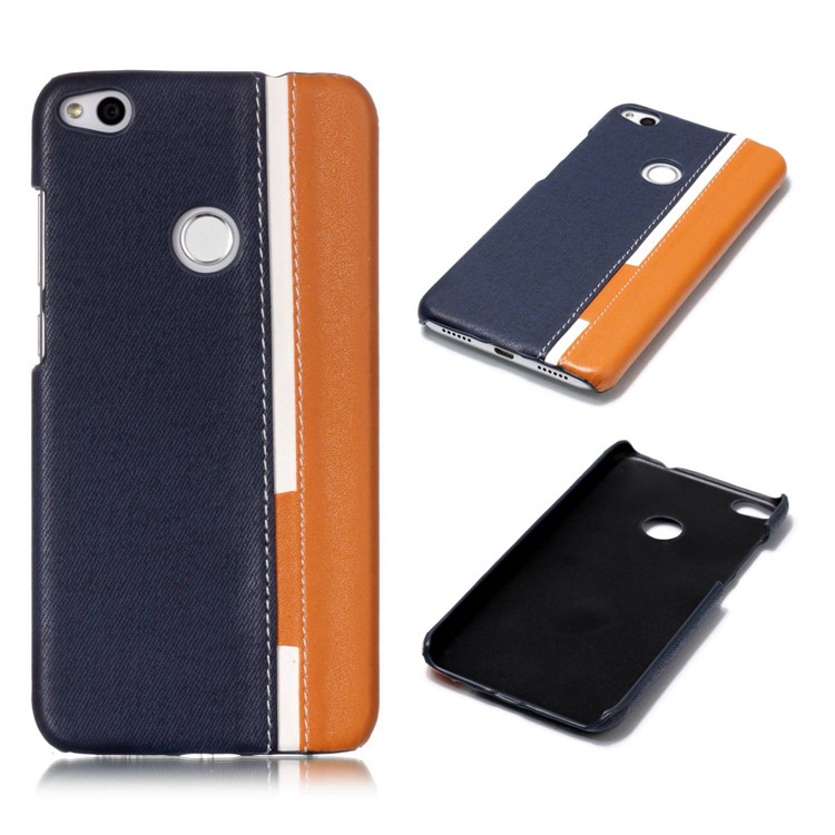 Contrast Color PU Leather Coated PC Mobile Phone Casing for Huawei P8 Lite (2017)/Honor 8 Lite - Blue-1