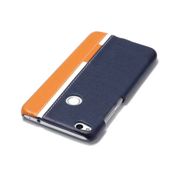 Contrast Color PU Leather Coated PC Mobile Phone Casing for Huawei P8 Lite (2017)/Honor 8 Lite - Blue-5