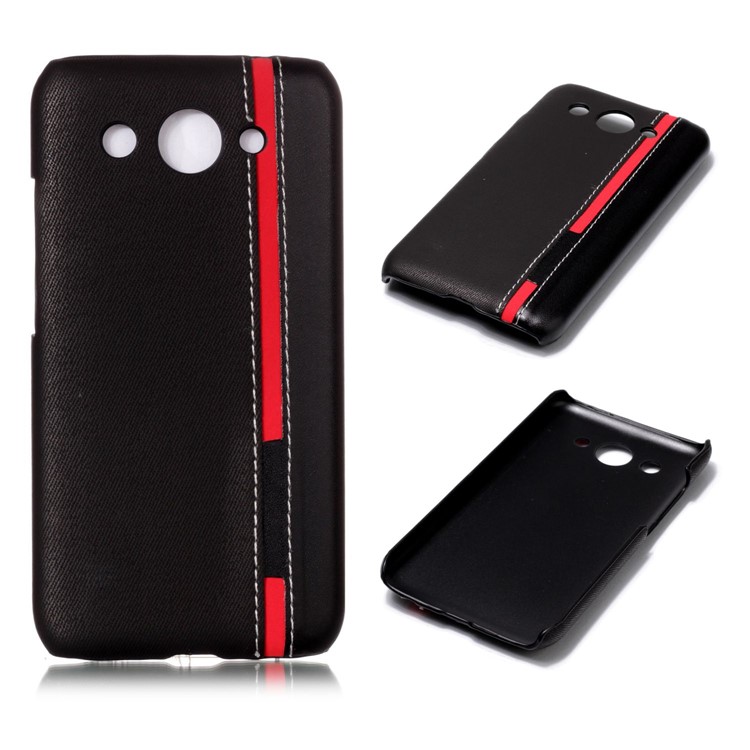 Contrast Color PU Leather Coated PC Mobile Phone Cover for Huawei Y3 (2017) - Black-1
