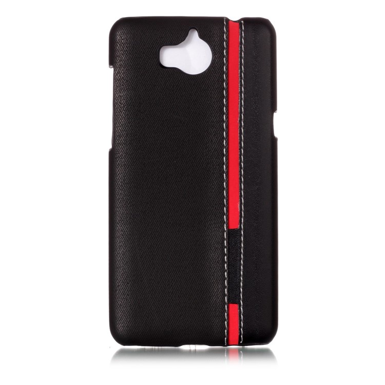 Contrast Color PU Leather Coated PC Mobile Phone Cover for Huawei Y5 (2017) - Black-2