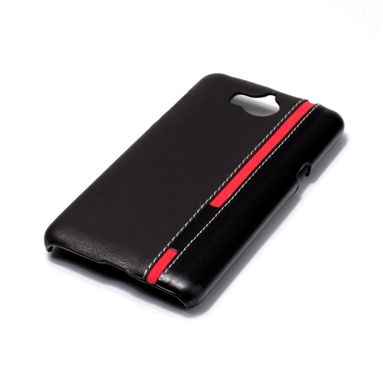 Contrast Color PU Leather Coated PC Mobile Phone Cover for Huawei Y5 (2017) - Black-4