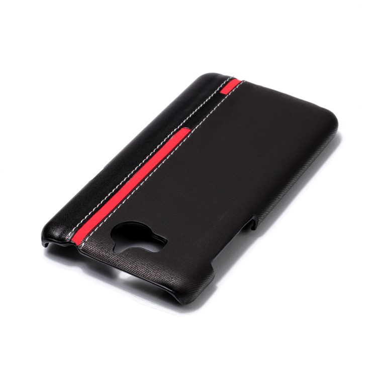 Contrast Color PU Leather Coated PC Mobile Phone Cover for Huawei Y5 (2017) - Black-5