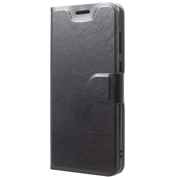 For Huawei P Smart/Enjoy 7S Crazy Horse Texture PU Leather Card Holder Stand Case - Black-3