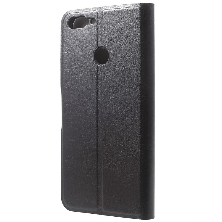 For Huawei P Smart/Enjoy 7S Crazy Horse Texture PU Leather Card Holder Stand Case - Black-4