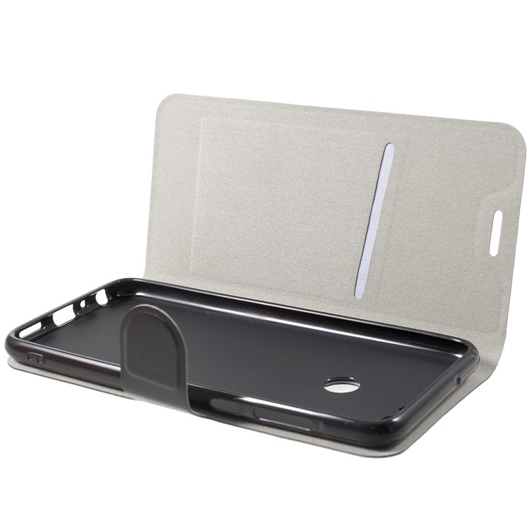 For Huawei P Smart/Enjoy 7S Crazy Horse Texture PU Leather Card Holder Stand Case - Black-6
