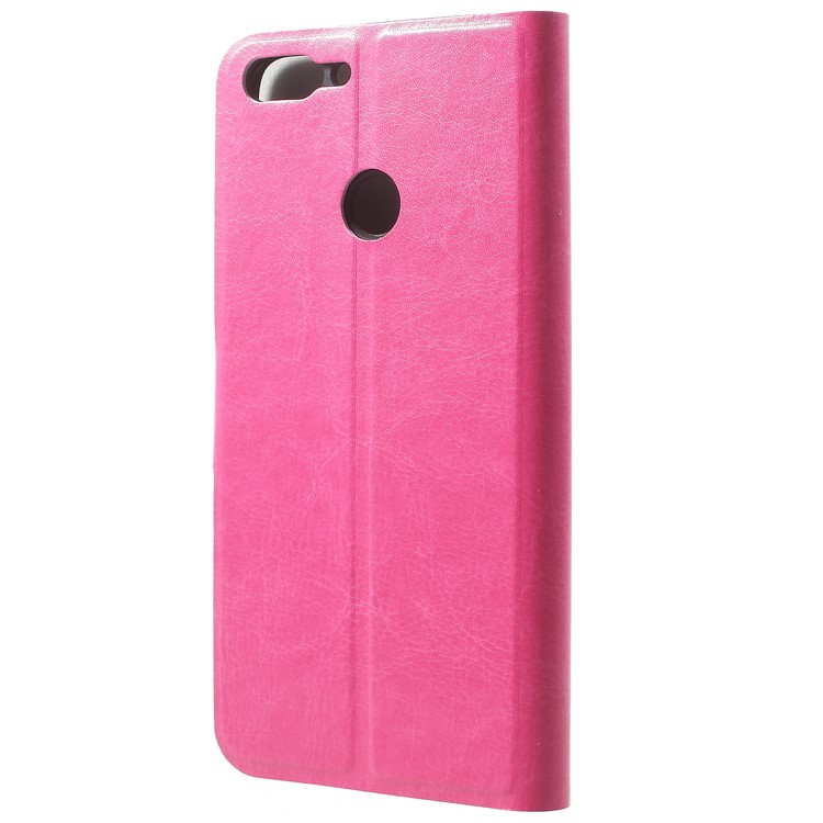 For Huawei P Smart/Enjoy 7S/ nova lite 2 Crazy Horse Texture PU Leather Card Holder Flip Stand Cover - Rose-3