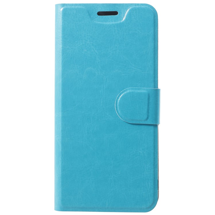 For Huawei P Smart/Enjoy 7S/ nova lite 2 Crazy Horse Texture Folio Flip Leather Card Holder Mobile Shell with Stand - Blue-1