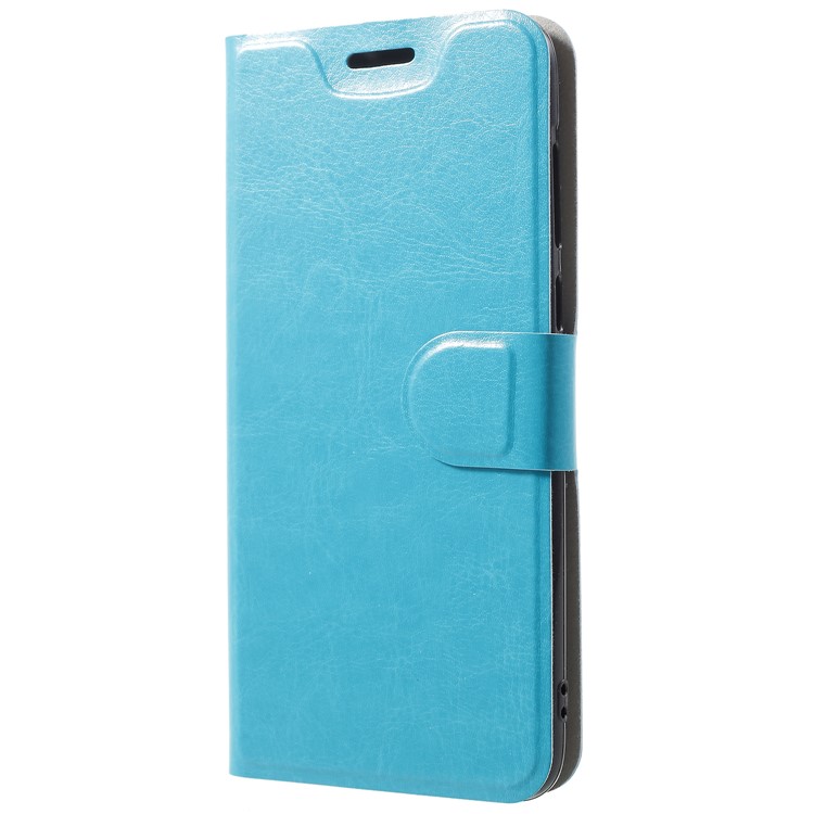 For Huawei P Smart/Enjoy 7S/ nova lite 2 Crazy Horse Texture Folio Flip Leather Card Holder Mobile Shell with Stand - Blue-2