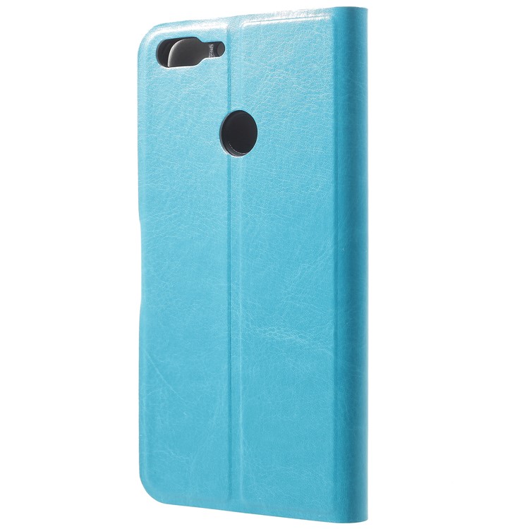 For Huawei P Smart/Enjoy 7S/ nova lite 2 Crazy Horse Texture Folio Flip Leather Card Holder Mobile Shell with Stand - Blue-3