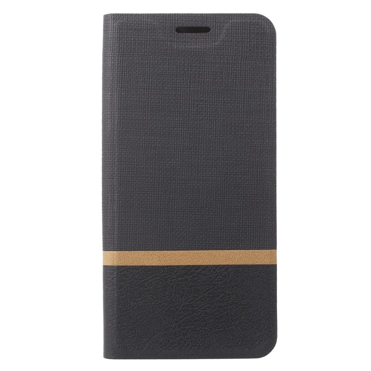 Bi-color Cross Texture Leather Card Holder Flip Stand Phone Case for Huawei P Smart/Enjoy 7S Built-in Steel Sheet - Black-3