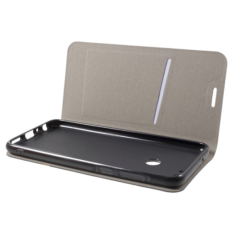 Bi-color Cross Texture Leather Card Holder Flip Stand Phone Case for Huawei P Smart/Enjoy 7S Built-in Steel Sheet - Black-5