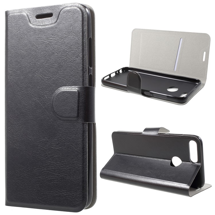 Crazy Horse Magnetic Stand Card Slot Leather Mobile Phone Case for Huawei Honor 9 Lite/Honor 9 Youth Edition - Black-1