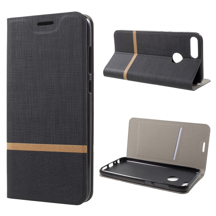 Cross Pattern Leather Card Holder Phone Case (Built-in Steel Sheet) for Huawei Honor 9 Lite/Honor 9 Youth Edition - Black-1