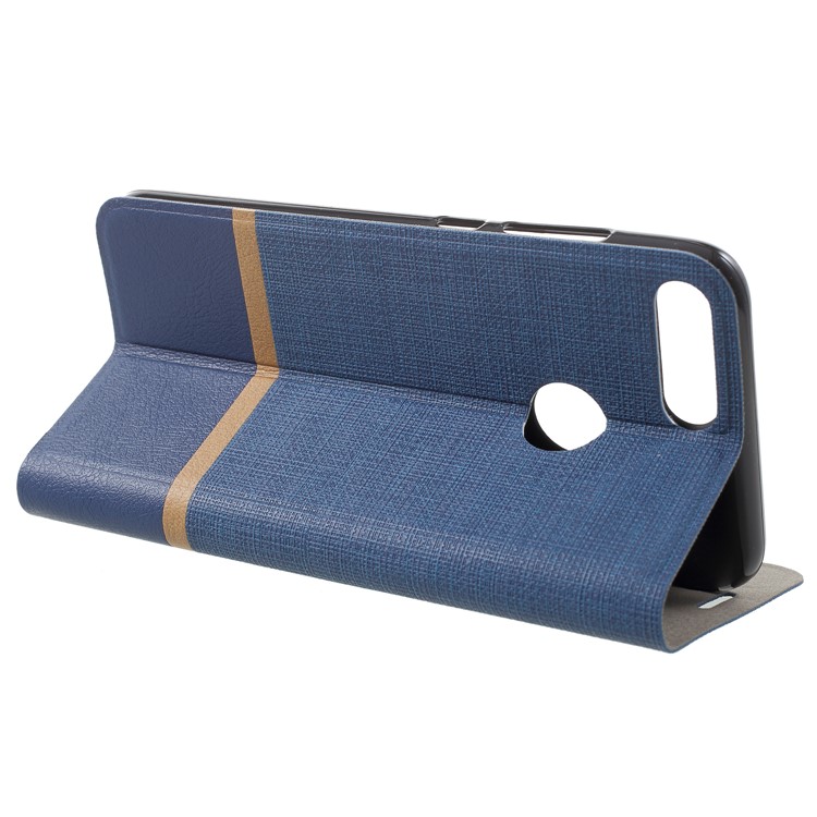 Cross Pattern Leather Card Holder Phone Shell (Built-in Steel Sheet) for Huawei Honor 9 Lite/Honor 9 Youth Edition - Blue-4