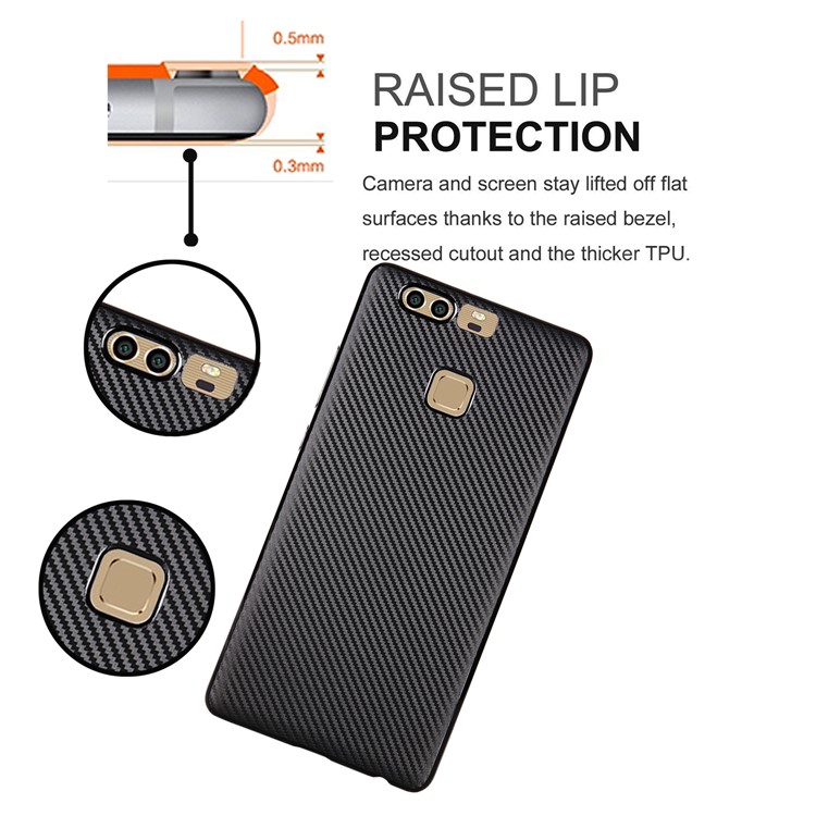 Carbon Fiber Texture Soft TPU Mobile Phone Case for Huawei P9 - Black-3