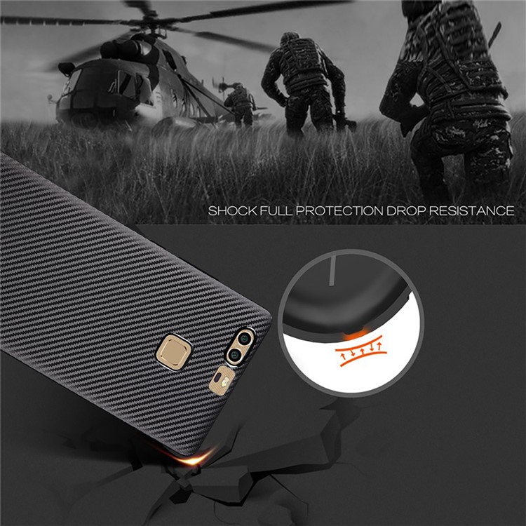 Carbon Fiber Texture Soft TPU Mobile Phone Case for Huawei P9 - Black-4