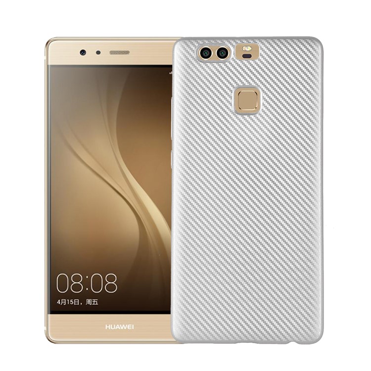 Carbon Fiber Texture Soft TPU Mobile Phone Cover for Huawei P9 - Silver-1