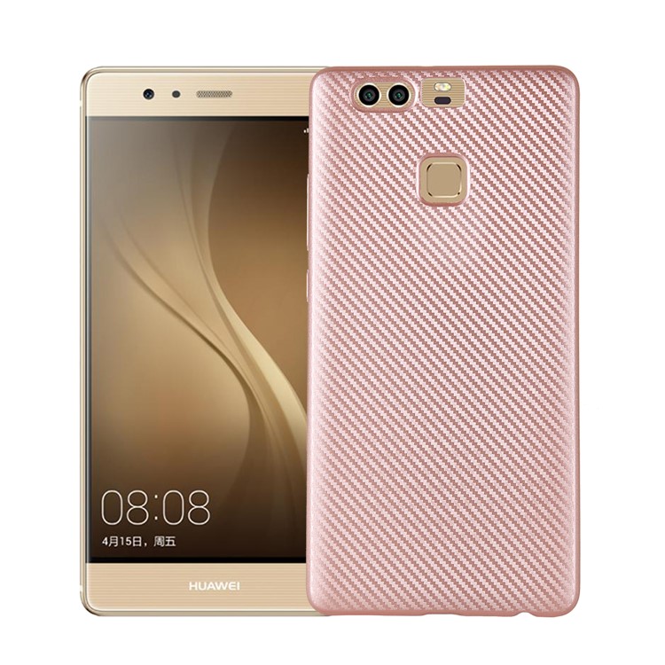 Carbon Fiber Texture Soft TPU Mobile Phone Shell for Huawei P9 - Rose Gold-1