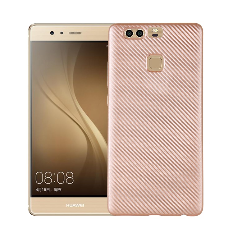 Carbon Fiber Texture Soft TPU Mobile Case Accessory for Huawei P9 - Gold-1