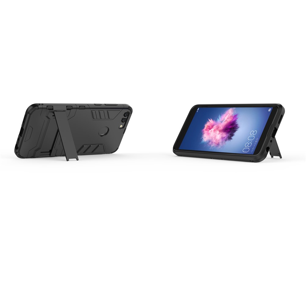 Cool Guard Plastic TPU Hybrid Case with Kickstand for Huawei P Smart / Enjoy 7S - Black-10