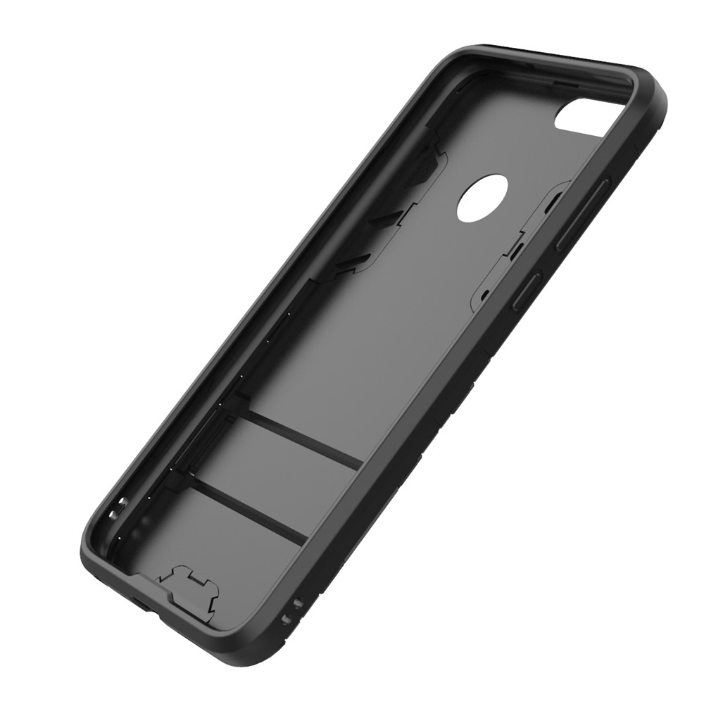 Cool Guard Plastic TPU Case Híbrida Com Kickstand Para Huawei P Smart / Desfrute de 7s - Preto