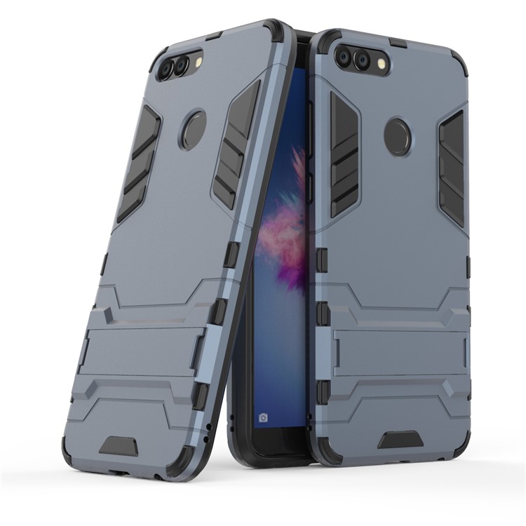 Cool Guard PC + TPU Hybrid Mobile Phone Cover Shell with Kickstand for Huawei P Smart / Enjoy 7S - Dark Blue-2