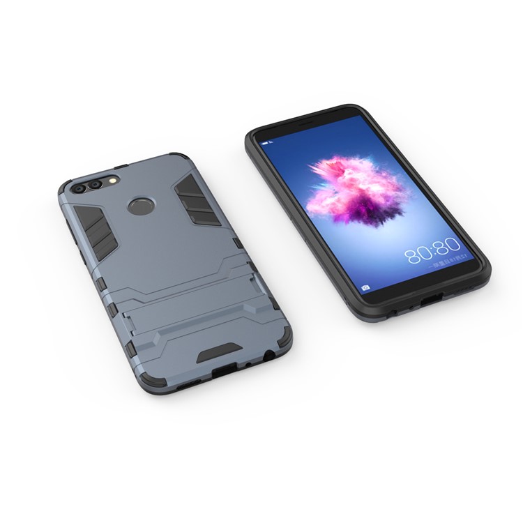 Cool Guard PC + TPU Hybrid Mobile Phone Cover Shell with Kickstand for Huawei P Smart / Enjoy 7S - Dark Blue-3