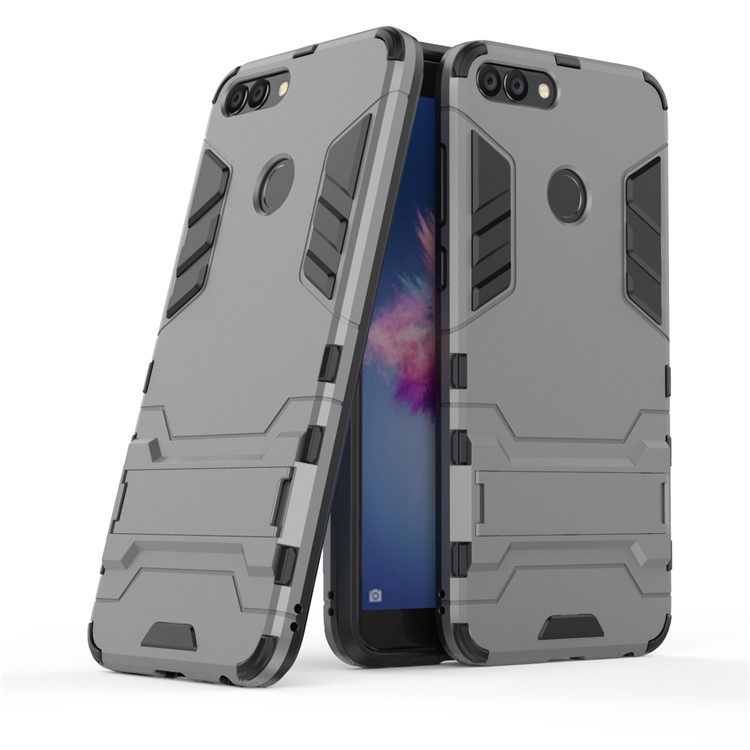 Cool Guard PC + TPU Hybrid Phone Casing with Kickstand for Huawei P Smart / Enjoy 7S - Grey-2