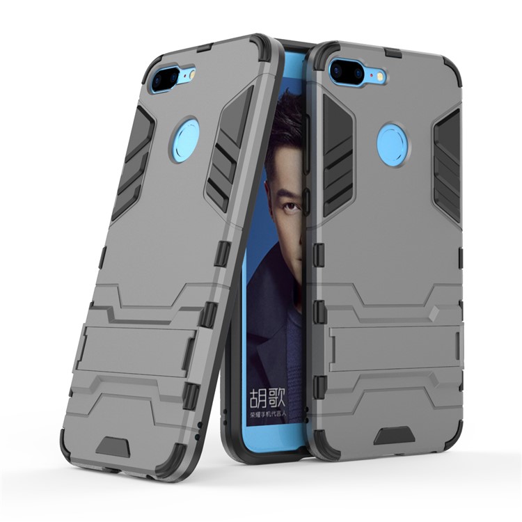 Cool Guard Plastic TPU Hybrid Phone Casing with Kickstand for Huawei Honor 9 Lite / Youth Edition - Grey-2